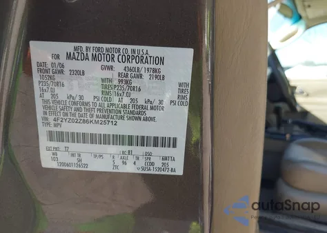 2006 Mazda Tribute I from USA, damaged, VIN 4F2YZ02Z86KM25712